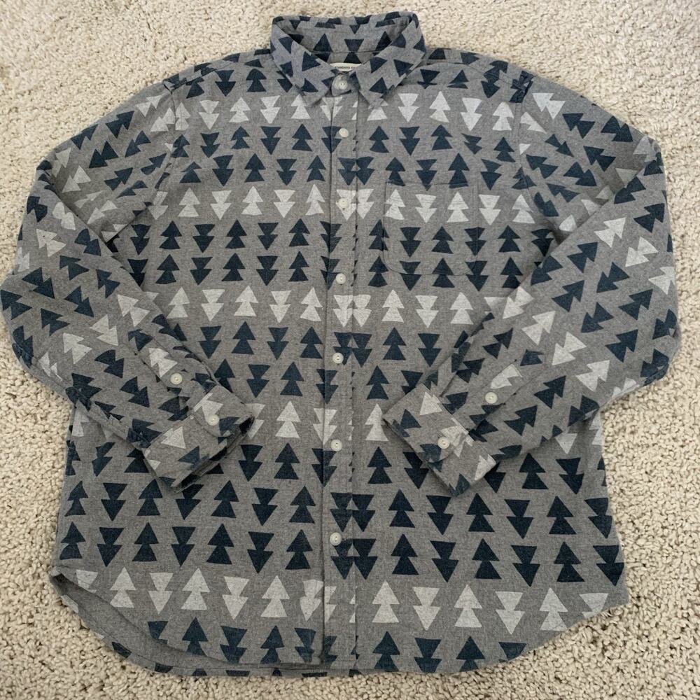 GAP Flannel Shirt Mens Large Long Sleeve Standard Fit Navajo Southwestern Gray